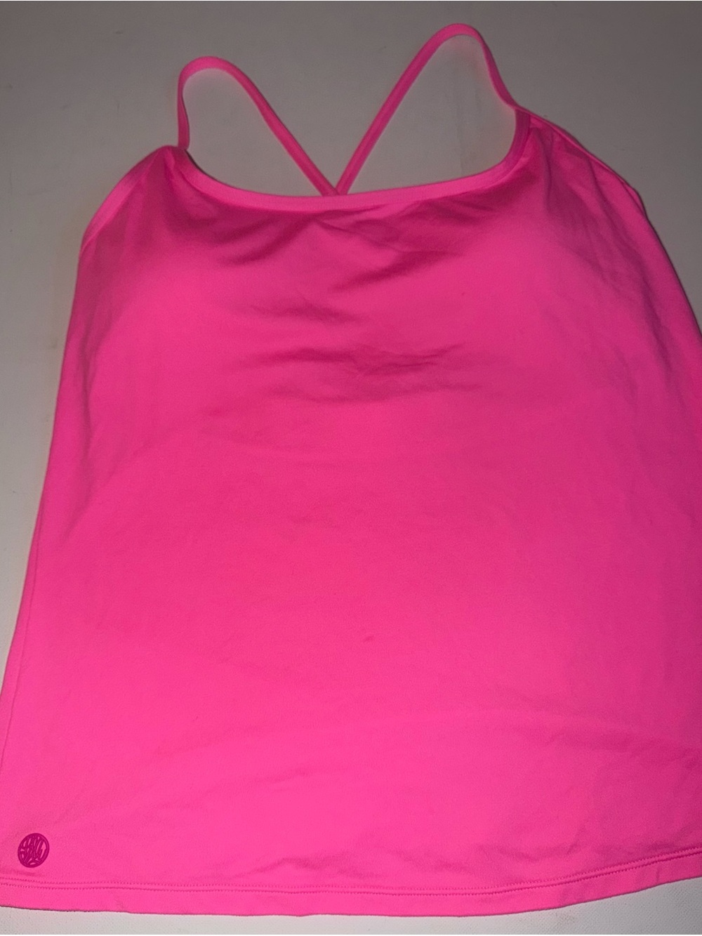 Lilly Pullitzer Tank Top Built in Bra Adjustable Straps Pink Large
